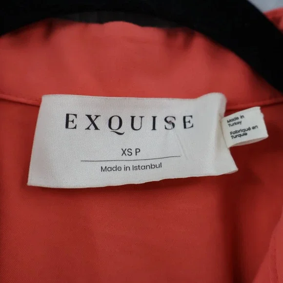 Exquise Jumpsuit Women XSP Pink Wide Leg Button Front Pleated Waist Short Sleeve - Picture 2 of 16